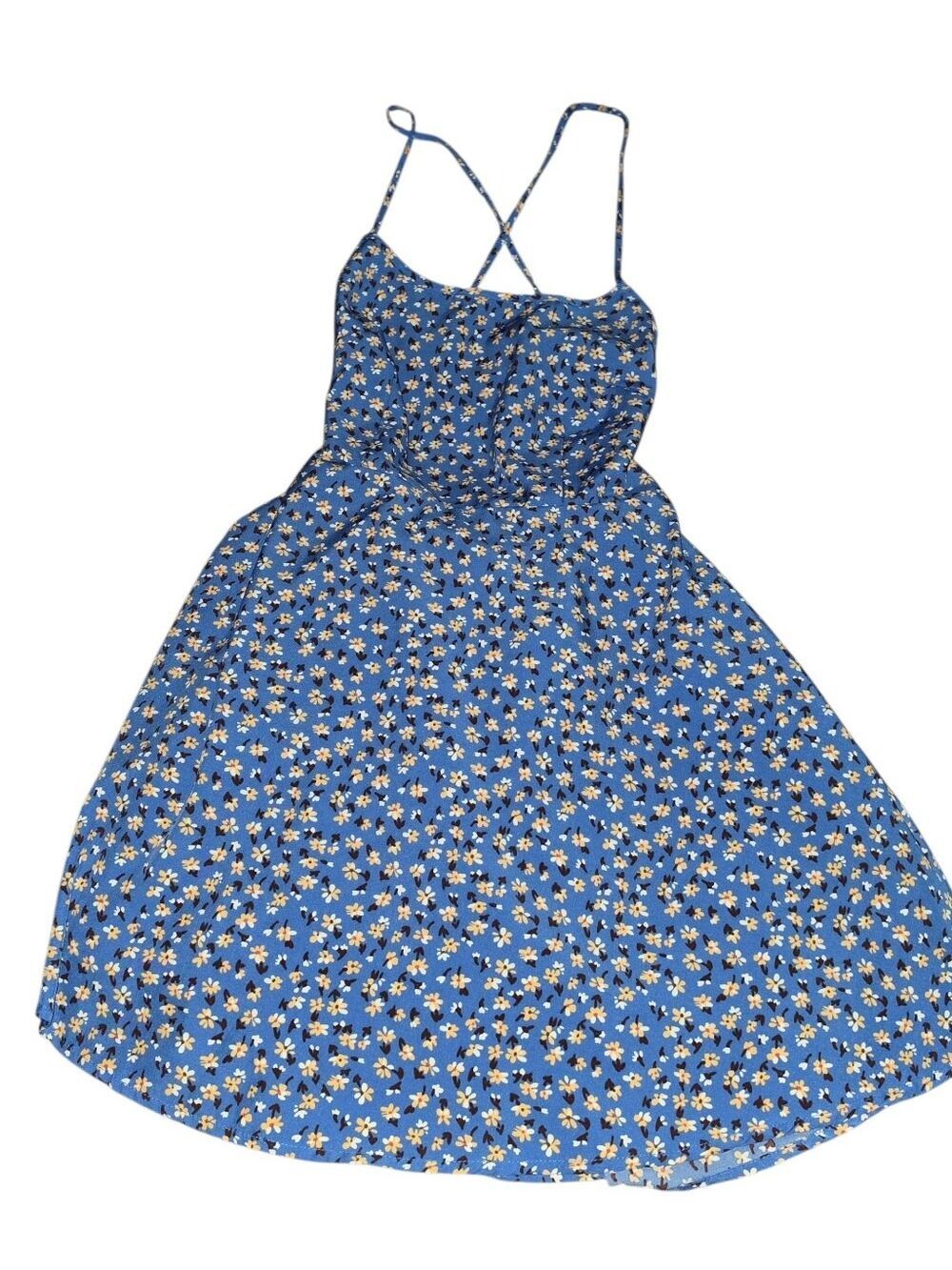 Shein Floral Dress Blue Small
